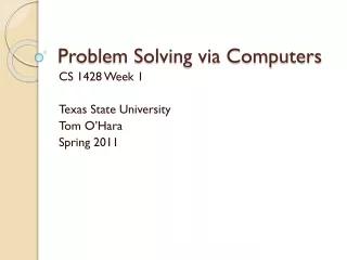 Problem Solving via Computers