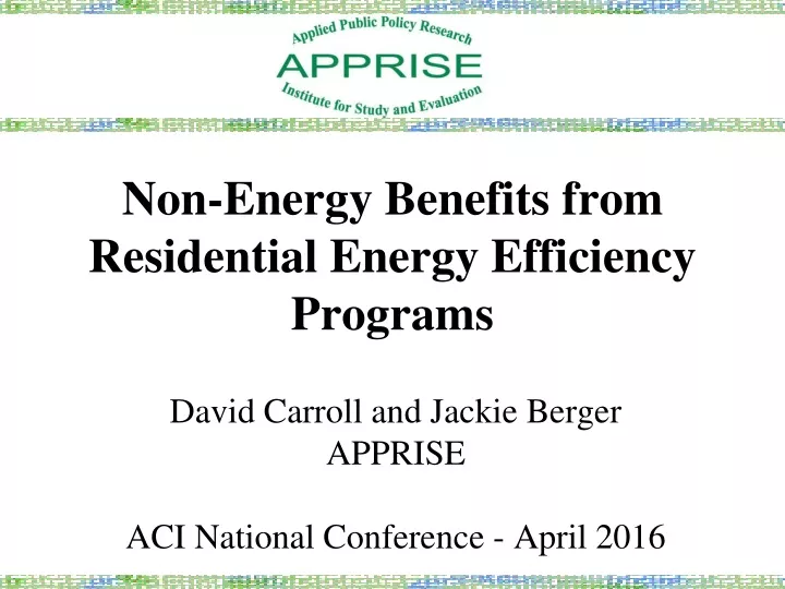 non energy benefits from residential energy efficiency programs