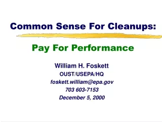 Common Sense For Cleanups:  Pay For Performance