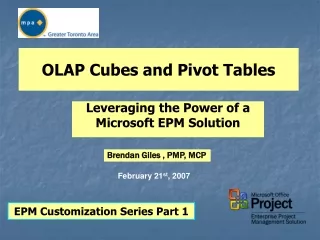 OLAP Cubes and Pivot Tables
