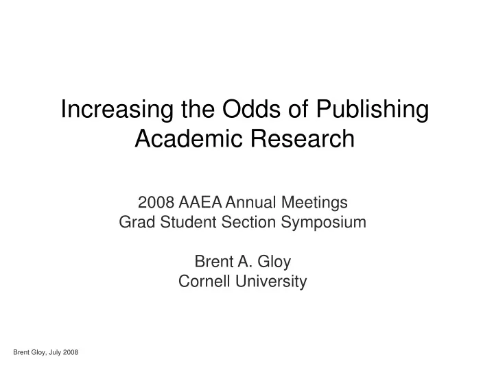 increasing the odds of publishing academic research