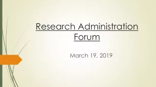 Research Administration  Forum