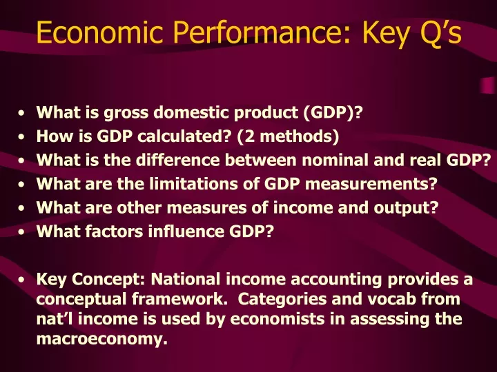 economic performance key q s