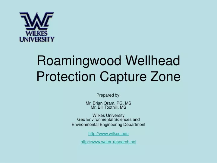 roamingwood wellhead protection capture zone