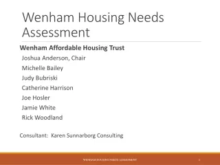 Wenham Housing Needs Assessment