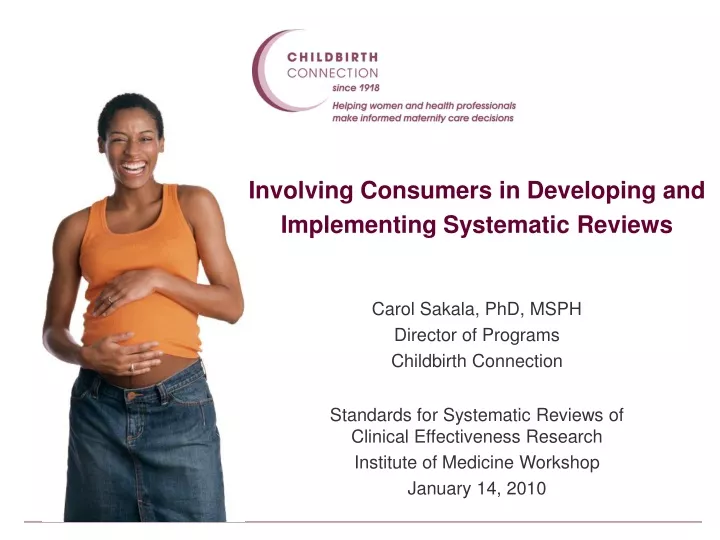 involving consumers in developing and implementing systematic reviews