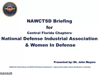 NAWCTSD Briefing  for Central Florida Chapters National Defense Industrial Association