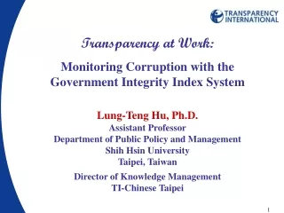 Transparency at Work: Monitoring Corruption with the Government Integrity Index System