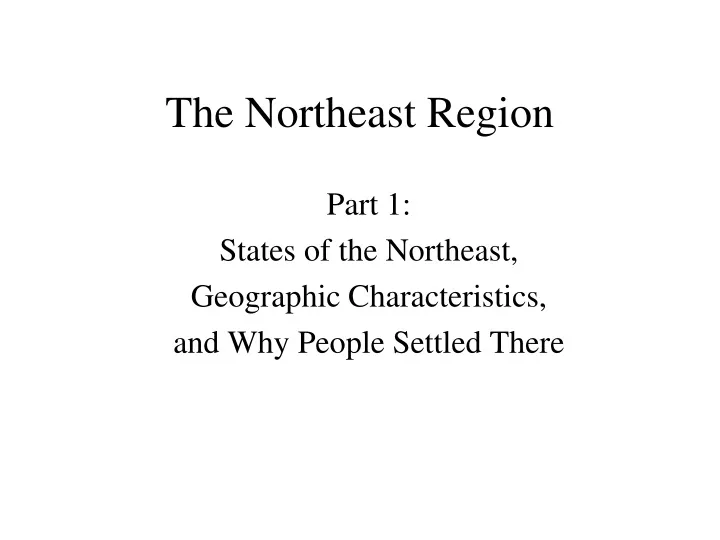 the northeast region