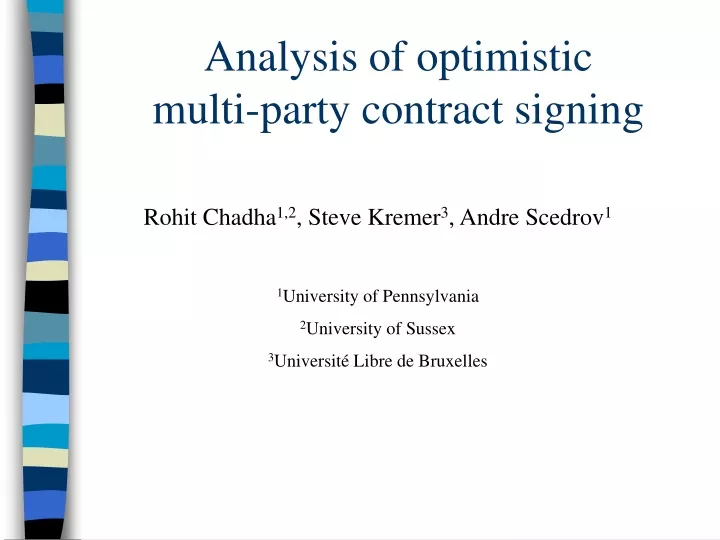 analysis of optimistic multi party contract signing