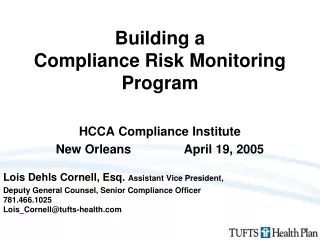 Building a  Compliance Risk Monitoring Program