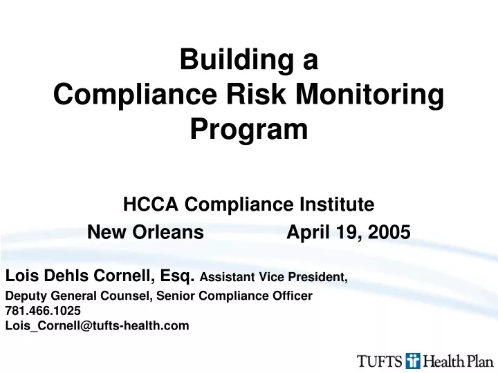 building a compliance risk monitoring program