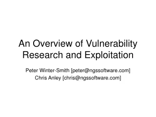 An Overview of Vulnerability Research and Exploitation