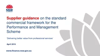 Supplier guidance  on the standard commercial framework for the Performance and Management Scheme