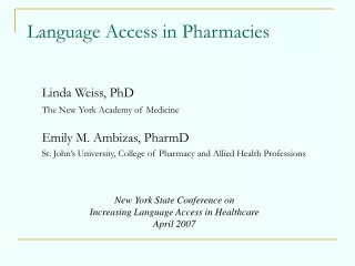 Language Access in Pharmacies
