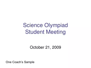 Science Olympiad  Student Meeting