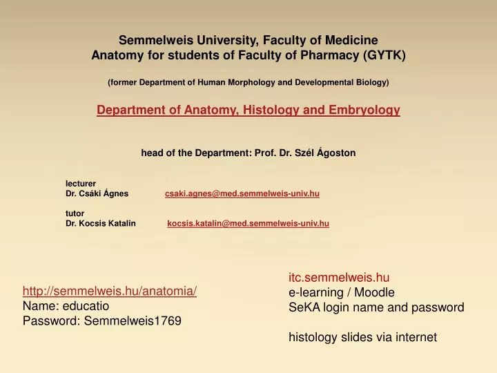 semmelweis university faculty of medicine anatomy