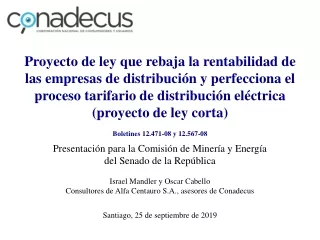 Presentación  para la Comisión de Minería y Energía  del Senado de la República