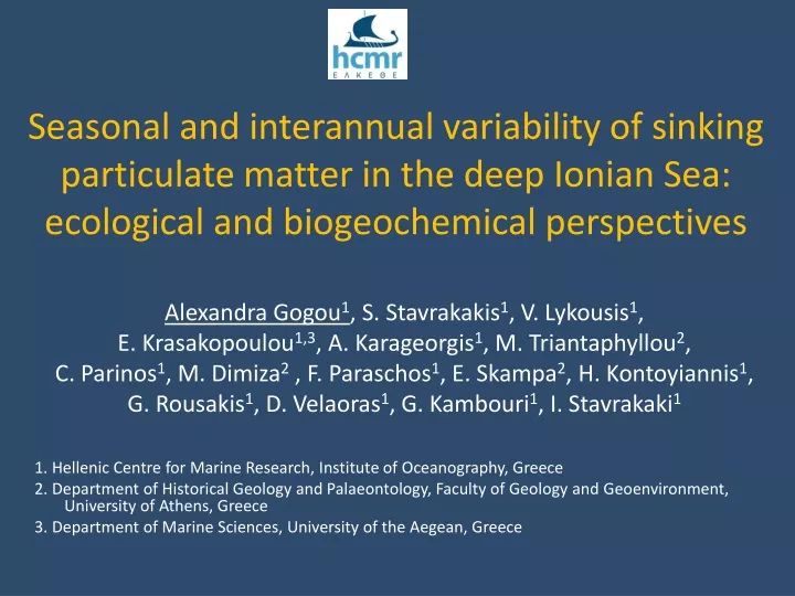 seasonal and interannual variability of sinking