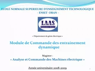 ECOLE  NORMALE SUPERIEURE D’ENSEIGNEMENT  TECHNOLOGIQUE -  ENSET  ORAN  –