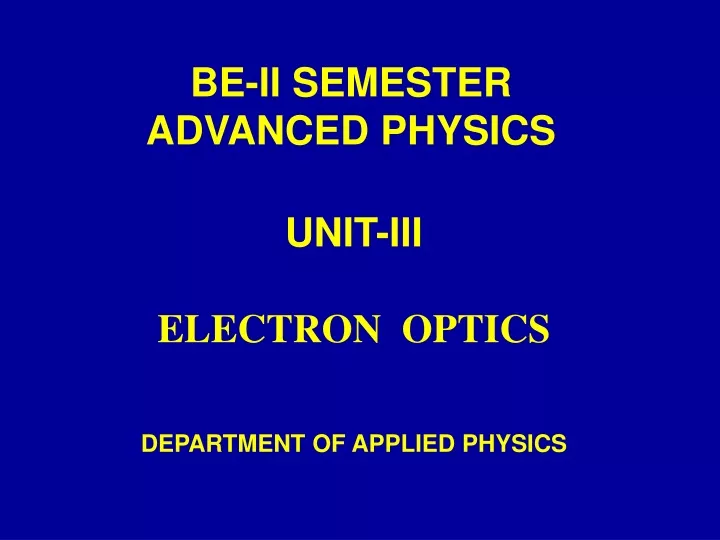 be ii semester advanced physics