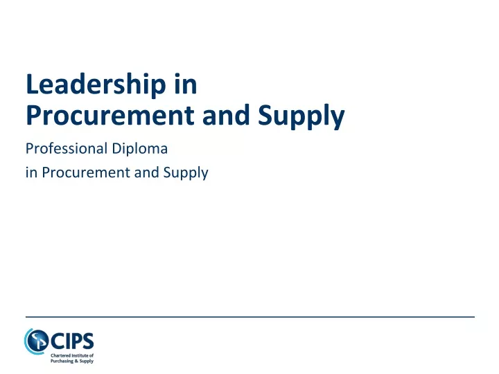 leadership in procurement and supply
