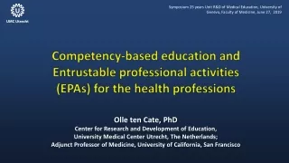 Olle ten Cate, PhD Center  for  Research  and  Development of  Education,