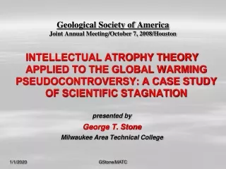 Geological Society of America Joint Annual Meeting/October 7, 2008/Houston