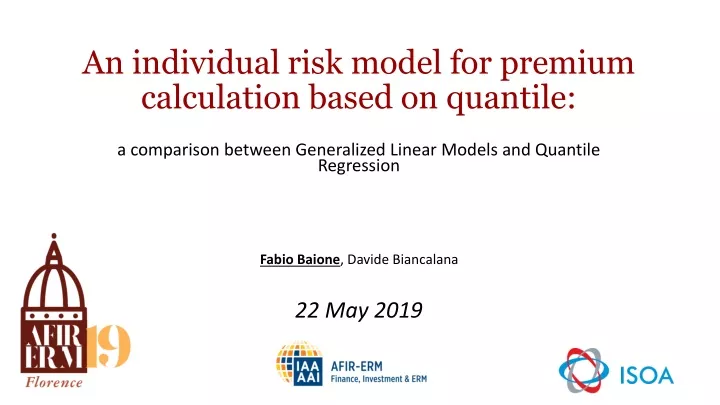 an individual risk model for premium calculation based on quantile