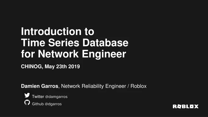 introduction to time series database for network