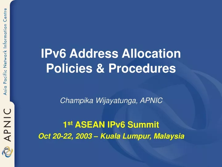 ipv6 address allocation policies procedures