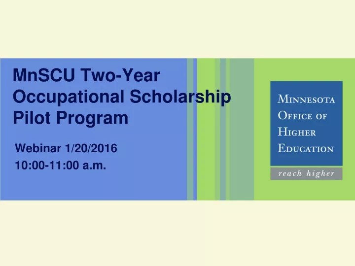 mnscu two year occupational scholarship pilot program