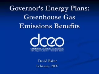 Governor’s Energy Plans: Greenhouse Gas Emissions Benefits