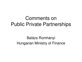 Comments on Public Private Partnerships