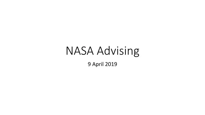 nasa advising