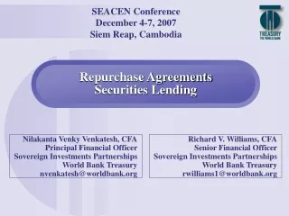 Repurchase Agreements  Securities Lending