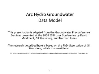 Arc Hydro Groundwater  Data Model