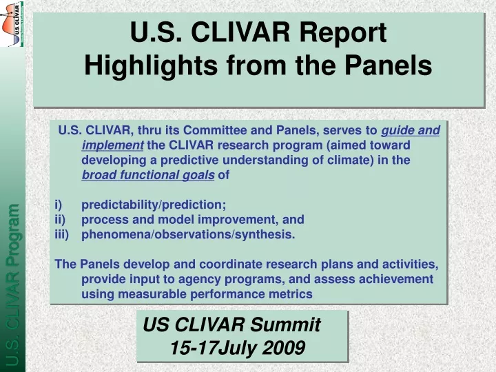 u s clivar report highlights from the panels