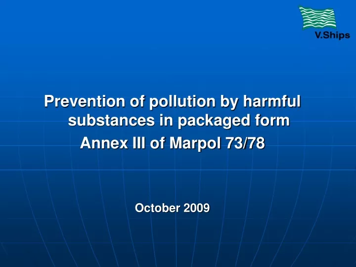 prevention of pollution by harmful substances