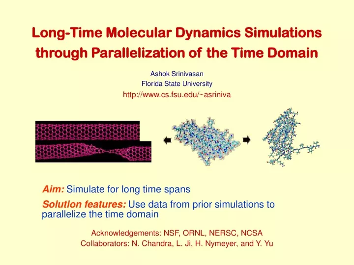long time molecular dynamics simulations through parallelization of the time domain