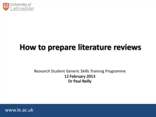 How to prepare literature reviews