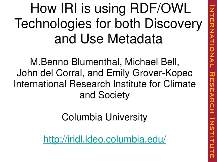 how iri is using rdf owl technologies for both