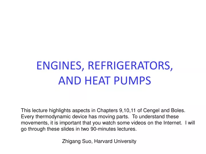 engines refrigerators and heat pumps