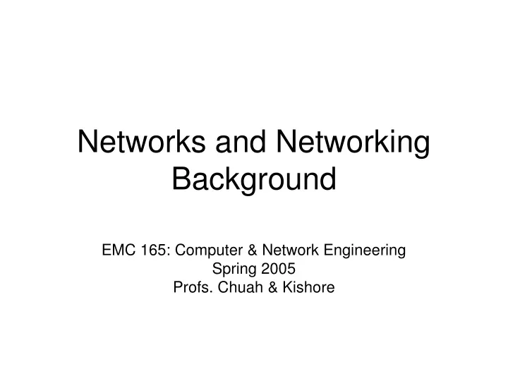 networks and networking background