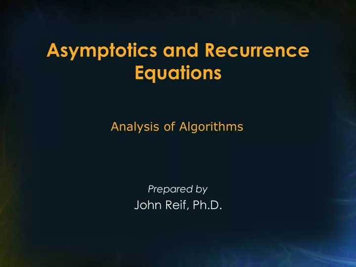 asymptotics and recurrence equations