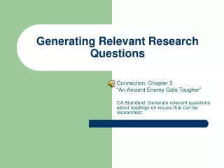 Generating Relevant Research Questions