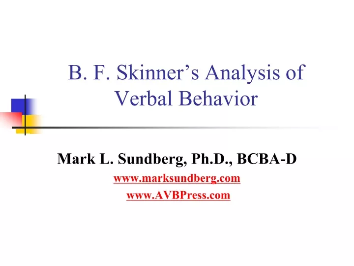 b f skinner s analysis of verbal behavior
