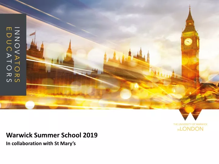 warwick summer school 2019