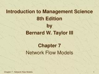 Chapter 7 Network Flow Models