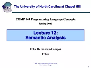Lecture 12:  Semantic Analysis